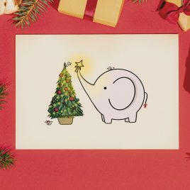 Kerstkaart Olifant met muisjes